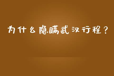 为什么隐瞒武汉行程？_https://m.fansifence.com_个股行情_第1张