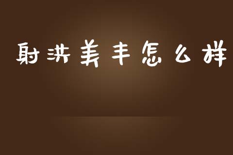 射洪美丰怎么样_https://m.fansifence.com_公募基金_第1张