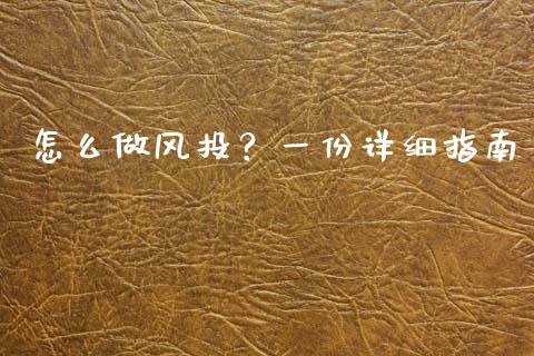 怎么做风投？一份详细指南_https://m.fansifence.com_公募基金_第1张