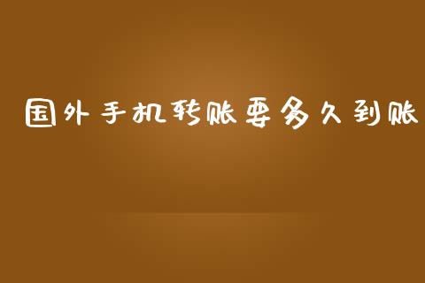 国外手机转账要多久到账_https://m.fansifence.com_公募基金_第1张