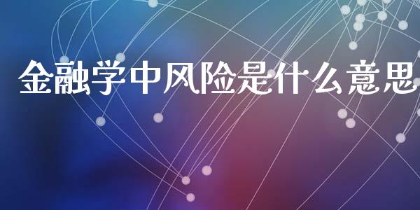 金融学中风险是什么意思_https://m.fansifence.com_个股行情_第1张