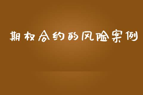 期权合约的风险案例_https://m.fansifence.com_消费金融_第1张