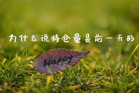 为什么说持仓量是前一天的_https://m.fansifence.com_公募基金_第1张