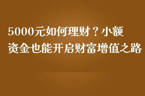 5000元如何理财？小额资金也能开启财富增值之路_https://m.fansifence.com_个股行情_第1张