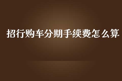 招行购车分期手续费怎么算_https://m.fansifence.com_消费金融_第1张