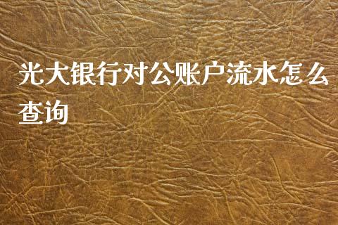 光大银行对公账户流水怎么查询_https://m.fansifence.com_贵金属行情_第1张