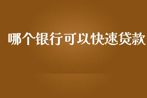 哪个银行可以快速贷款_https://m.fansifence.com_贵金属行情_第1张