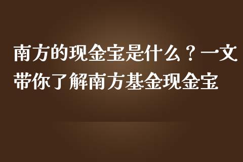 南方的现金宝是什么？一文带你了解南方基金现金宝_https://m.fansifence.com_个股行情_第1张