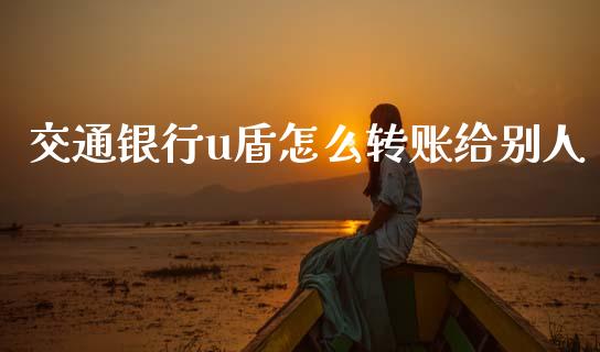 交通银行u盾怎么转账给别人_https://m.fansifence.com_消费金融_第1张
