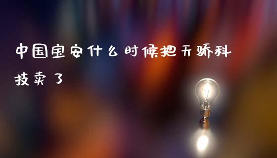 中国宝安什么时候把天骄科技卖了_https://m.fansifence.com_公募基金_第1张