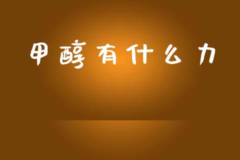 甲醇有什么力_https://m.fansifence.com_公募基金_第1张