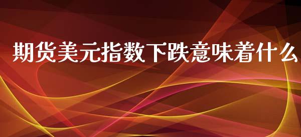 期货美元指数下跌意味着什么_https://m.fansifence.com_贵金属行情_第1张