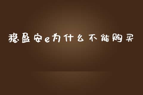 稳盈安e为什么不能购买_https://m.fansifence.com_公募基金_第1张