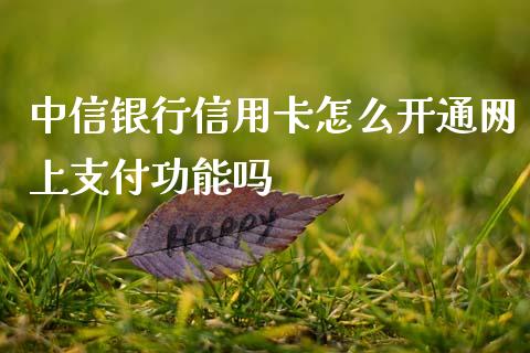 中信银行信用卡怎么开通网上支付功能吗_https://m.fansifence.com_公募基金_第1张