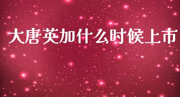 大唐英加什么时候上市_https://m.fansifence.com_贵金属行情_第1张