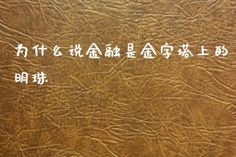 为什么说金融是金字塔上的明珠_https://m.fansifence.com_消费金融_第1张