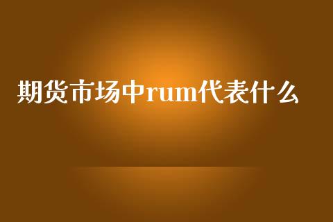期货市场中rum代表什么_https://m.fansifence.com_消费金融_第1张