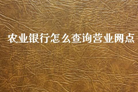 农业银行怎么查询营业网点_https://m.fansifence.com_消费金融_第1张
