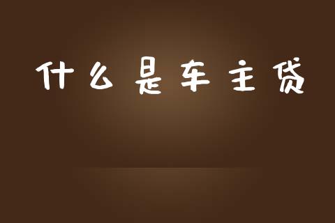 什么是车主贷_https://m.fansifence.com_个股行情_第1张