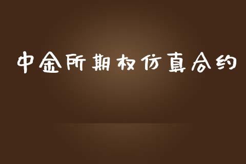 中金所期权仿真合约_https://m.fansifence.com_消费金融_第1张