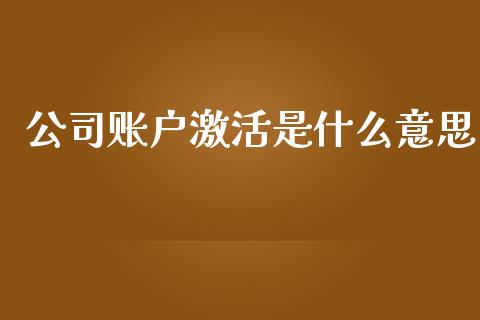 公司账户激活是什么意思_https://m.fansifence.com_个股行情_第1张