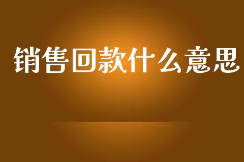 销售回款什么意思_https://m.fansifence.com_消费金融_第1张