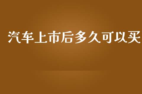 汽车上市后多久可以买_https://m.fansifence.com_公募基金_第1张