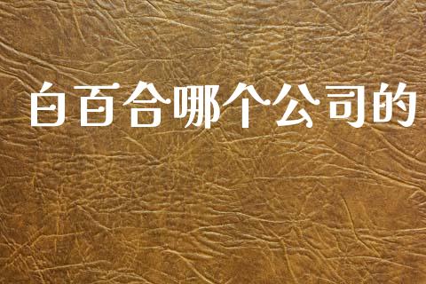 白百合哪个公司的_https://m.fansifence.com_个股行情_第1张