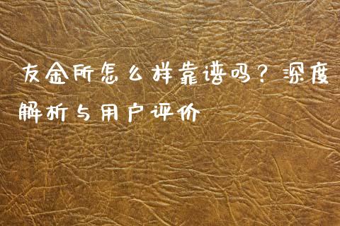 友金所怎么样靠谱吗？深度解析与用户评价_https://m.fansifence.com_个股行情_第1张