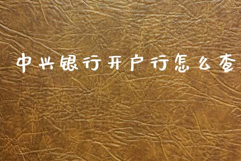 中兴银行开户行怎么查_https://m.fansifence.com_贵金属行情_第1张