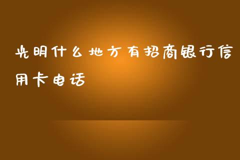 光明什么地方有招商银行信用卡电话_https://m.fansifence.com_公募基金_第1张