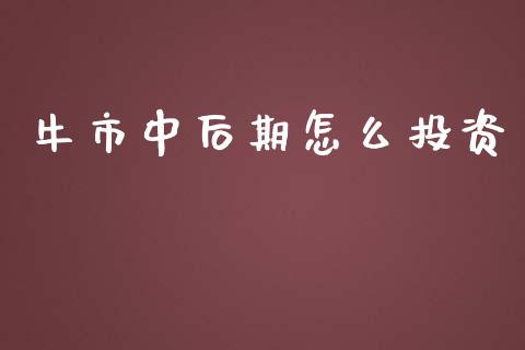 牛市中后期怎么投资_https://m.fansifence.com_公募基金_第1张