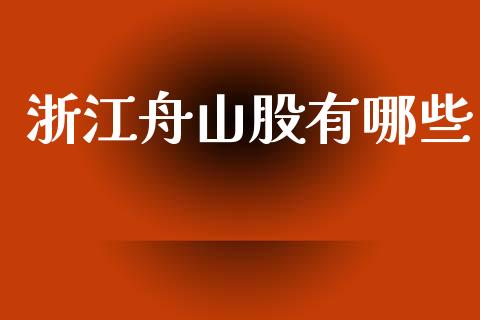 浙江舟山股有哪些_https://m.fansifence.com_公募基金_第1张