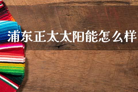 浦东正太太阳能怎么样_https://m.fansifence.com_个股行情_第1张