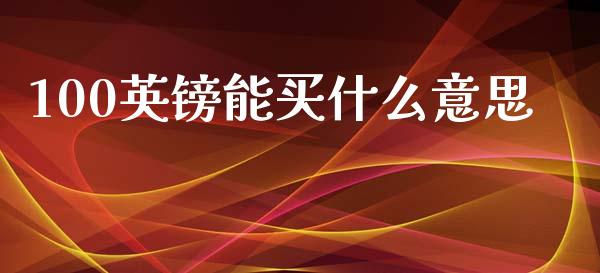 100英镑能买什么意思_https://m.fansifence.com_公募基金_第1张