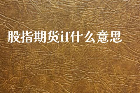股指期货if什么意思_https://m.fansifence.com_贵金属行情_第1张