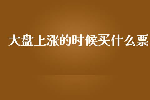 大盘上涨的时候买什么票_https://m.fansifence.com_公募基金_第1张