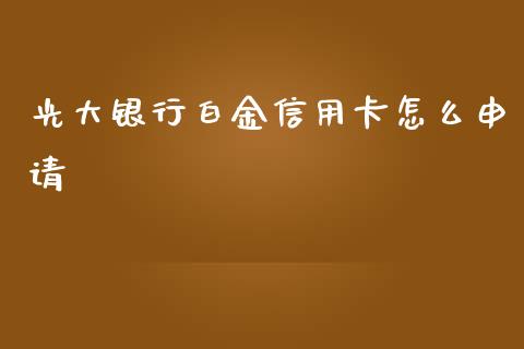 光大银行白金信用卡怎么申请_https://m.fansifence.com_贵金属行情_第1张