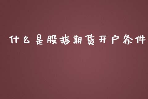 什么是股指期货开户条件_https://m.fansifence.com_贵金属行情_第1张