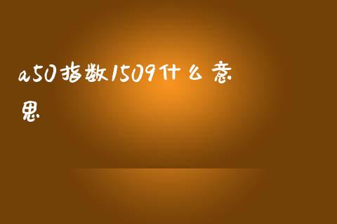 a50指数1509什么意思_https://m.fansifence.com_消费金融_第1张
