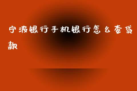 宁波银行手机银行怎么查贷款_https://m.fansifence.com_公募基金_第1张