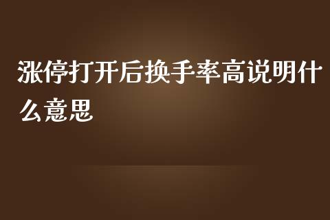 涨停打开后换手率高说明什么意思_https://m.fansifence.com_贵金属行情_第1张