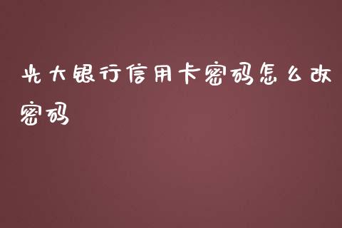 光大银行信用卡密码怎么改密码_https://m.fansifence.com_公募基金_第1张