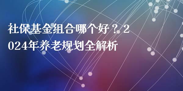 社保基金组合哪个好？ 2024年养老规划全解析_https://m.fansifence.com_贵金属行情_第1张