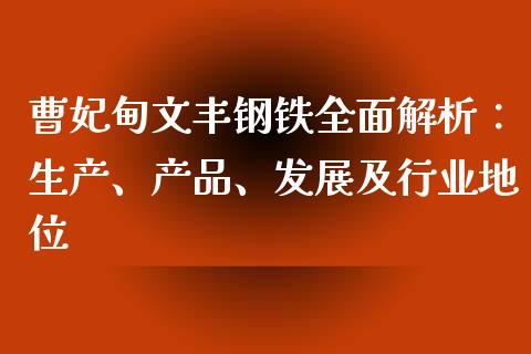 曹妃甸文丰钢铁全面解析：生产、产品、发展及行业地位_https://m.fansifence.com_贵金属行情_第1张
