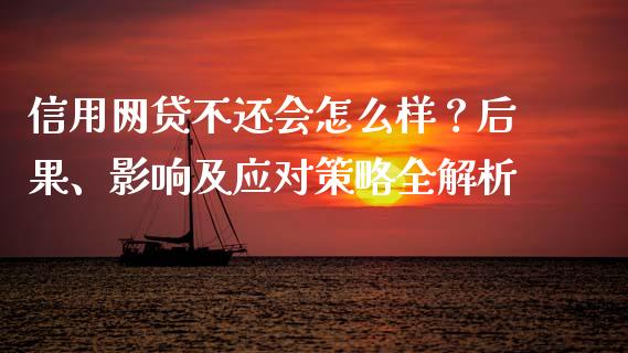 信用网贷不还会怎么样？后果、影响及应对策略全解析_https://m.fansifence.com_公募基金_第1张