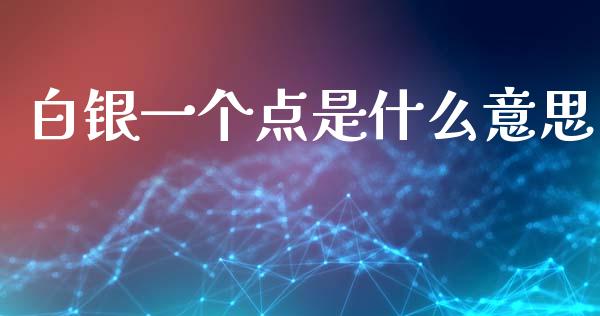 白银一个点是什么意思_https://m.fansifence.com_贵金属行情_第1张