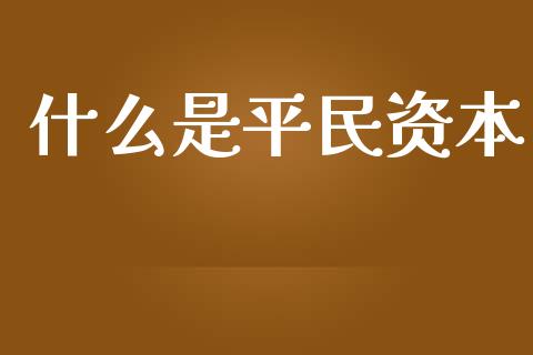 什么是平民资本_https://m.fansifence.com_贵金属行情_第1张