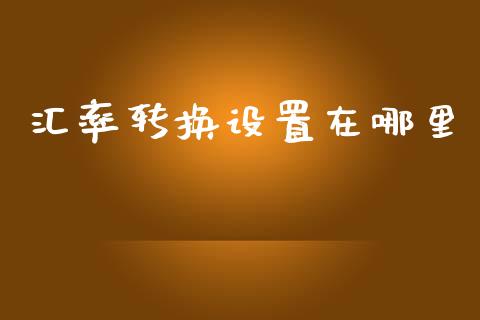 汇率转换设置在哪里_https://m.fansifence.com_贵金属行情_第1张