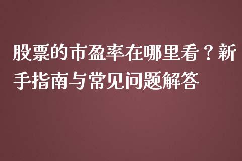 股票的市盈率在哪里看？新手指南与常见问题解答_https://m.fansifence.com_公募基金_第1张